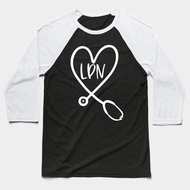 LPN Stethoscope Baseball T-Shirt by Pink Anchor Digital